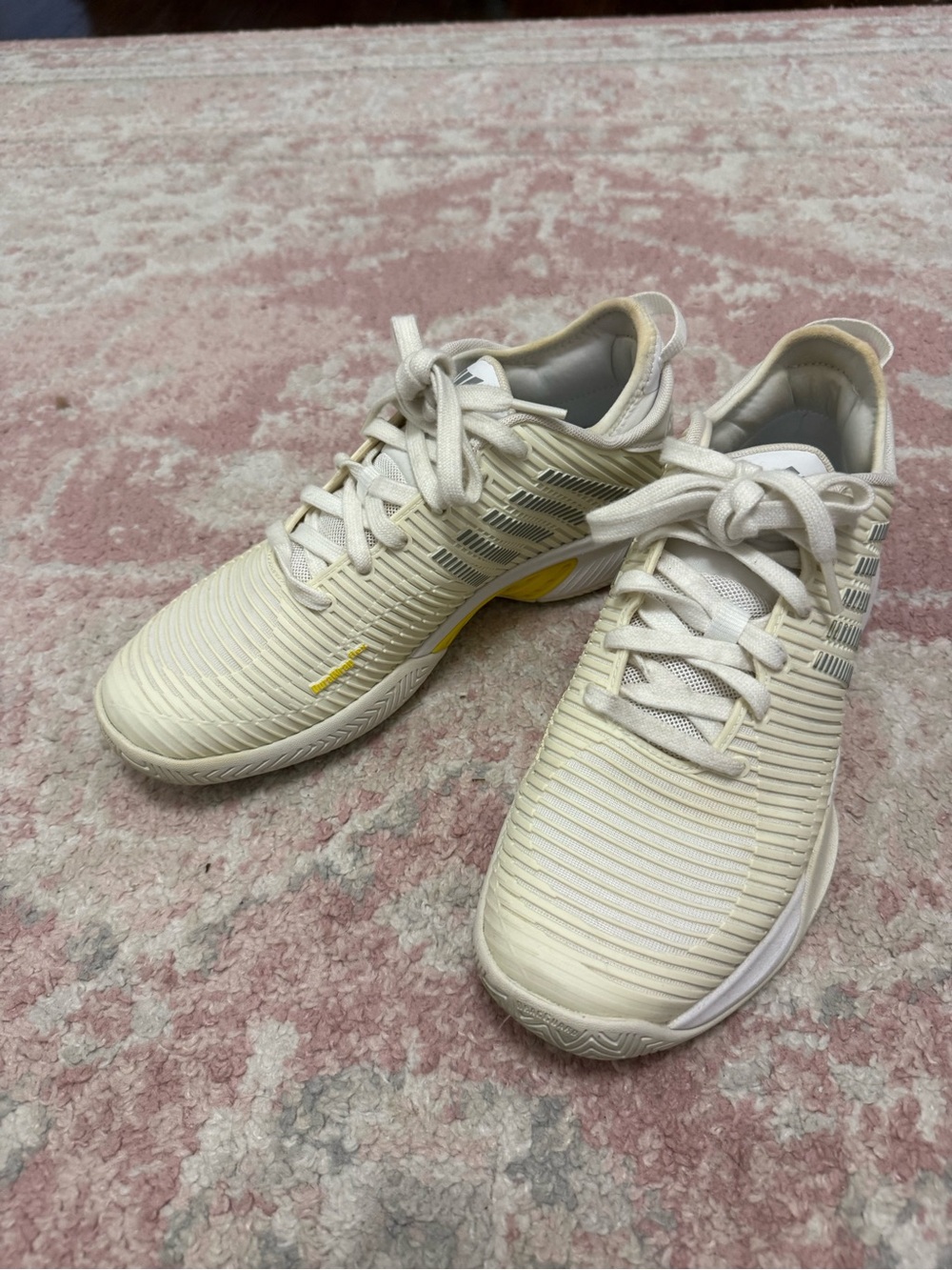 K-Swiss Women's Athletic Sneakers in Cream with Yellow Accent